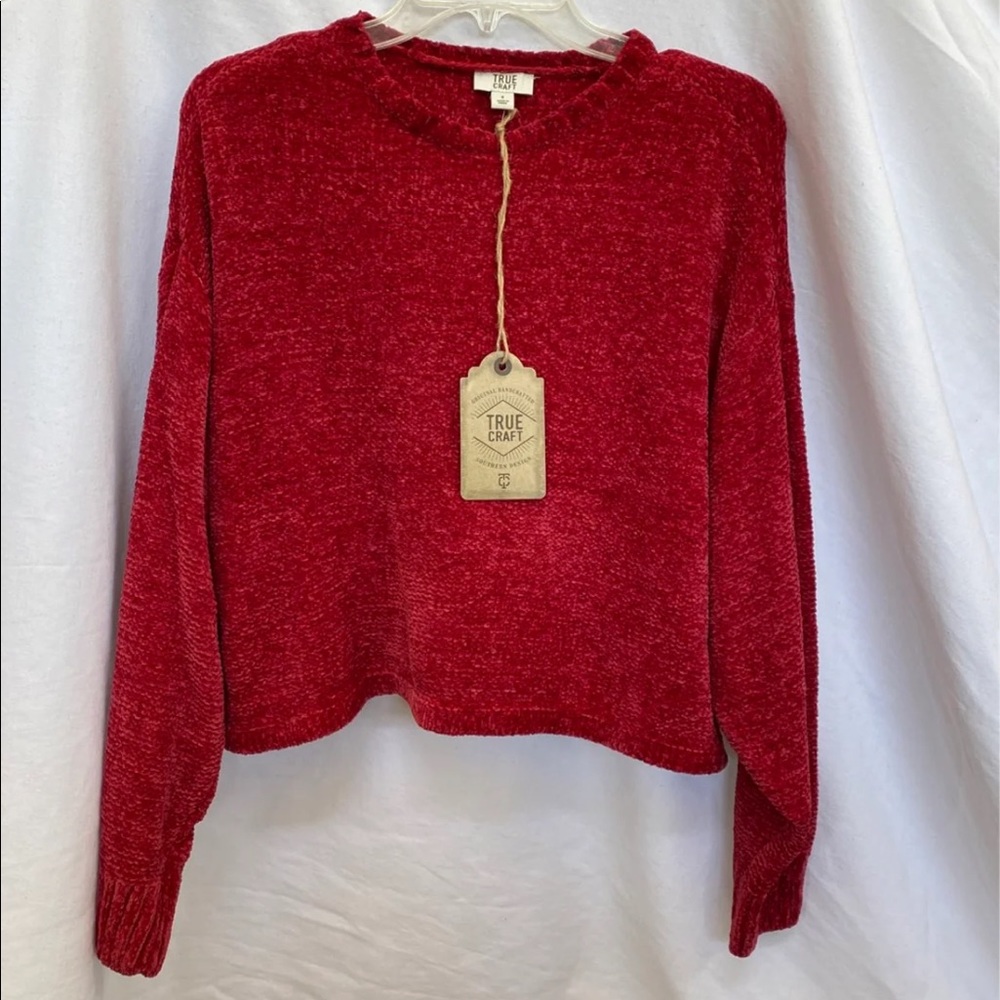 NWT S cozy red crop sweater